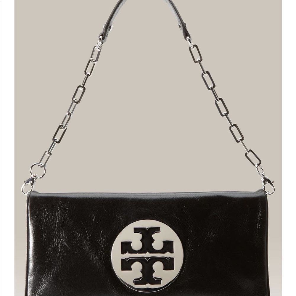 Tory Burch Black and Gold Reva clutch